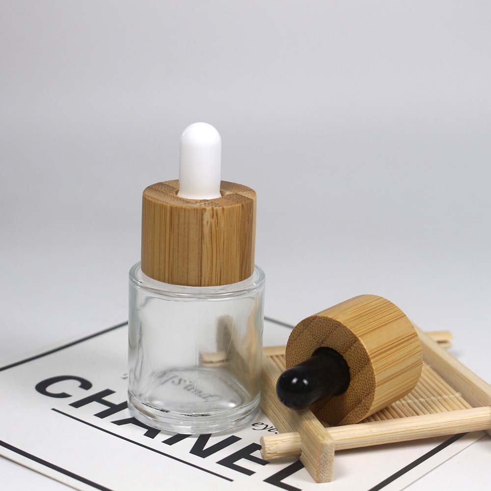 20ml Essential oil dropper bottle white /black top dropper bottles with bamboo cap