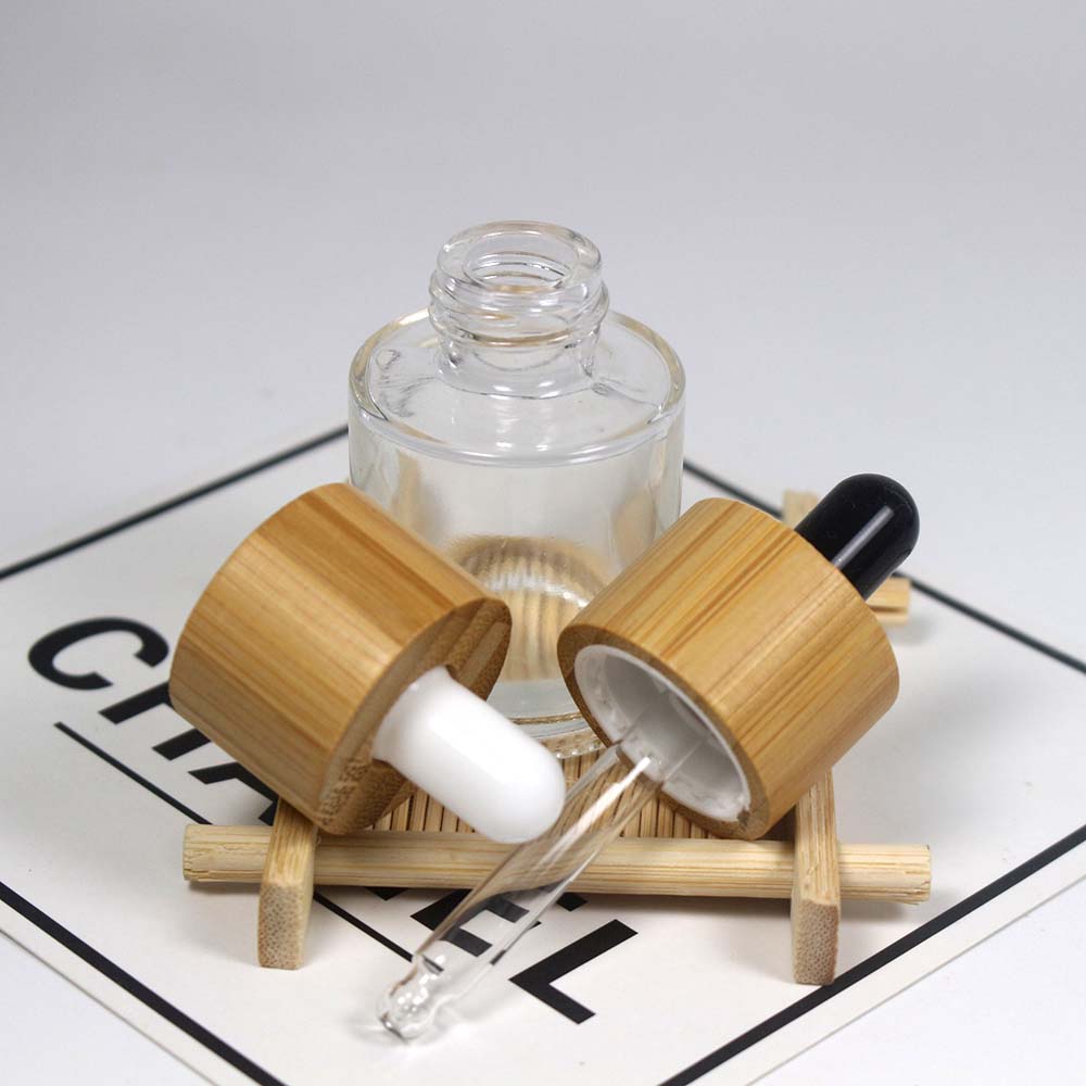 20ml Essential oil dropper bottle white /black top dropper bottles with bamboo cap