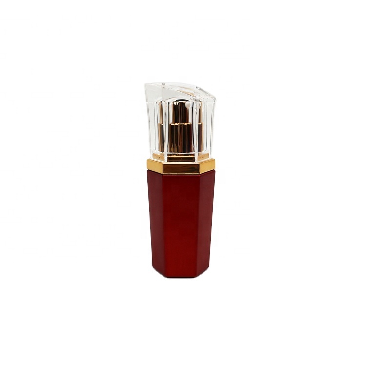 20ml High-end red glass perfume lotion bottle with transparent cap