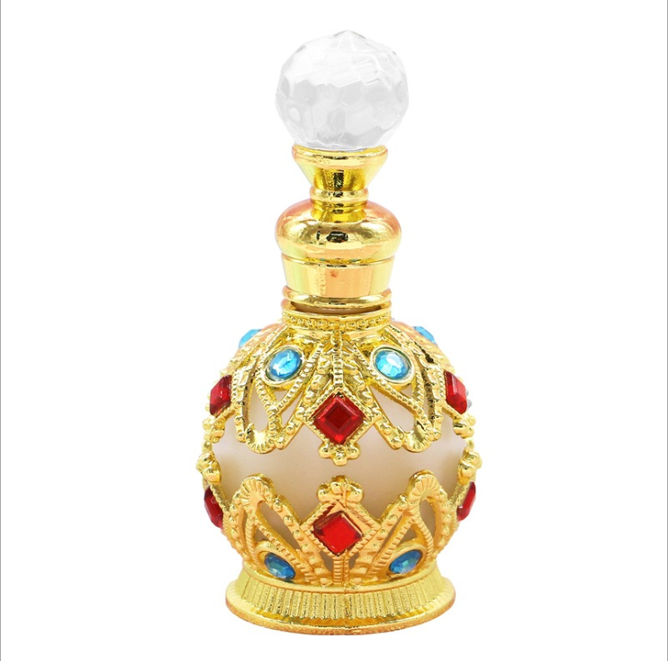 20ml Luxury Embroidery Gem Decoration Dubai Glass Perfume Bottle with Glass top