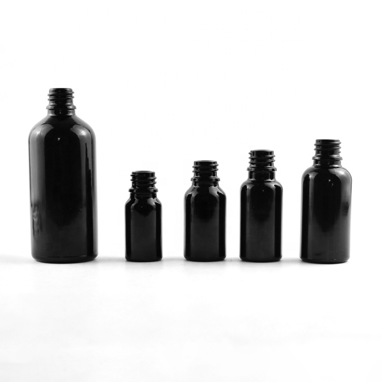 20ml black glass dropper pipette bottles with black Child resistant caps for essential oil