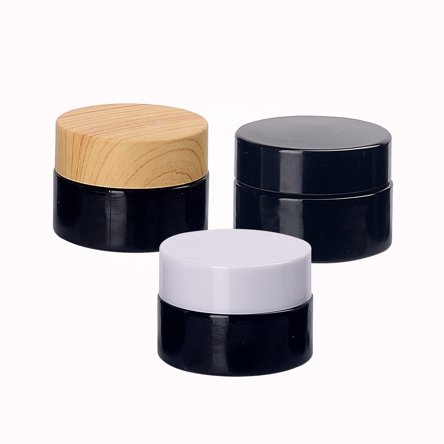 20ml black glass face cream cosmetic jar high quality 20g empty glass jar wooden lid