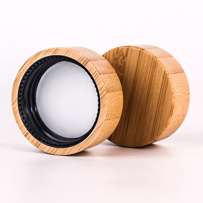 20ml clear frosted glass cream jar with bamboo lid