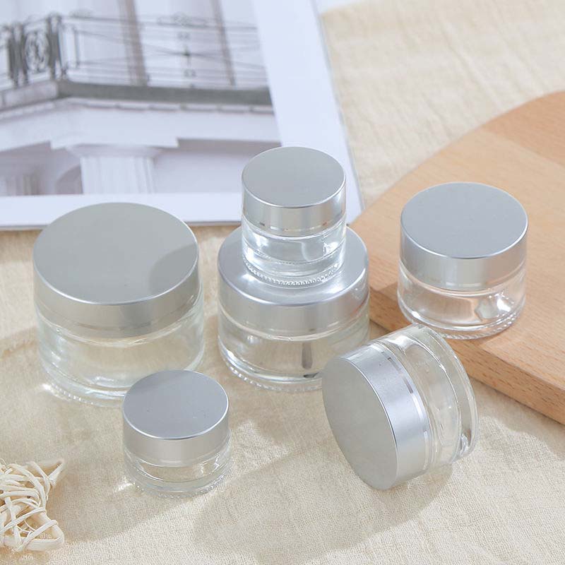 20ml containers cosmetic glass jar silver lid