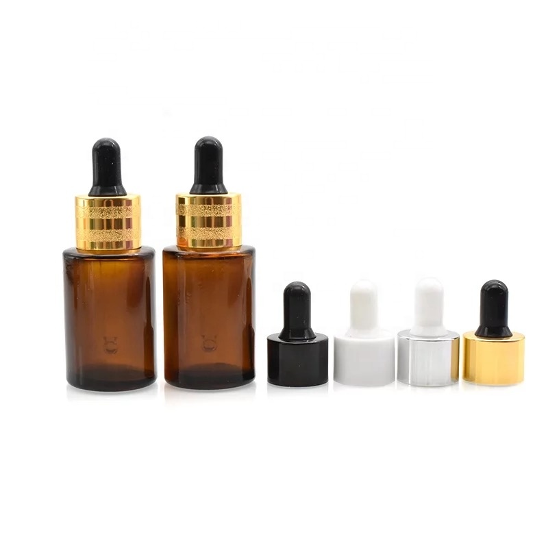 20ml frosted clear flat shoulder cylinder glass dropper bottle for serum essential oil