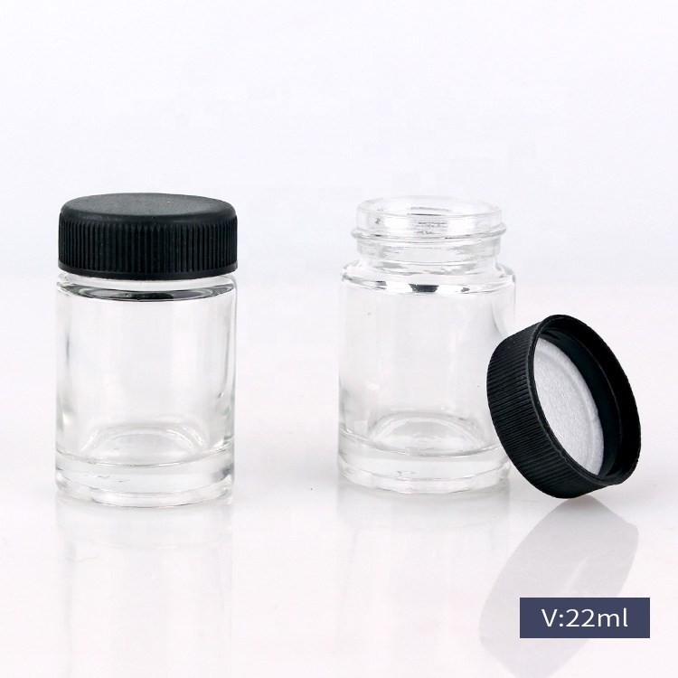 20ml mini size glass medicine packaging bottle glass pill bottle with plastic cap