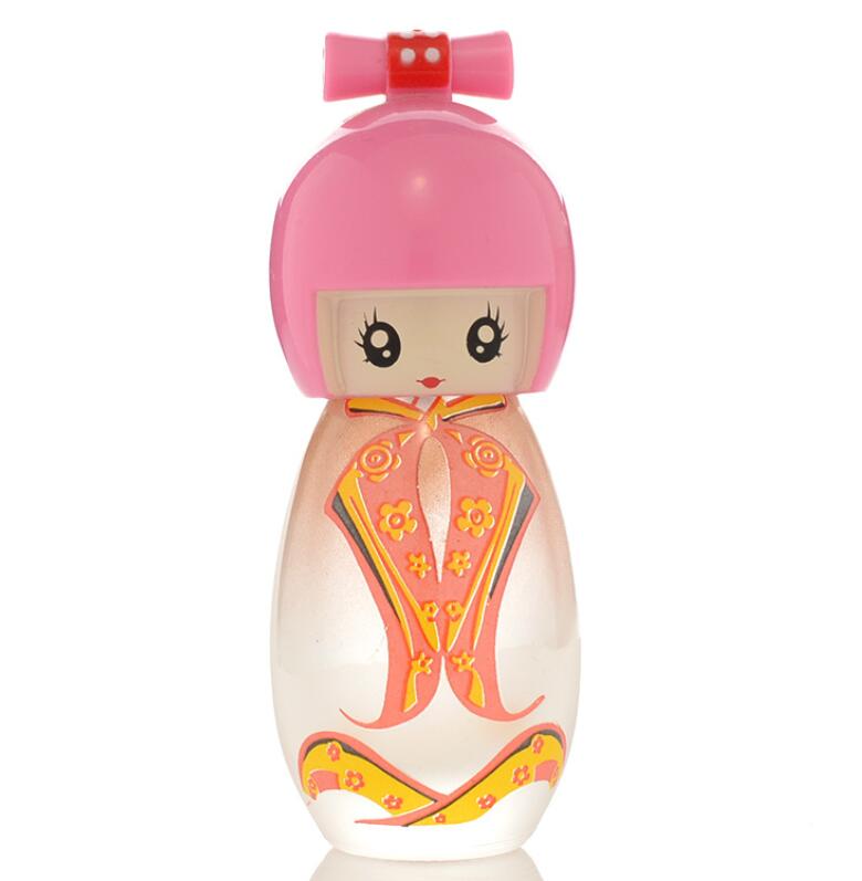 20ml nice looking chinese doll clear frosted personal care perfume glass bottle with screw on cap