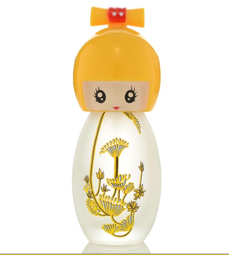 20ml nice looking chinese doll clear frosted personal care perfume glass bottle with screw on cap