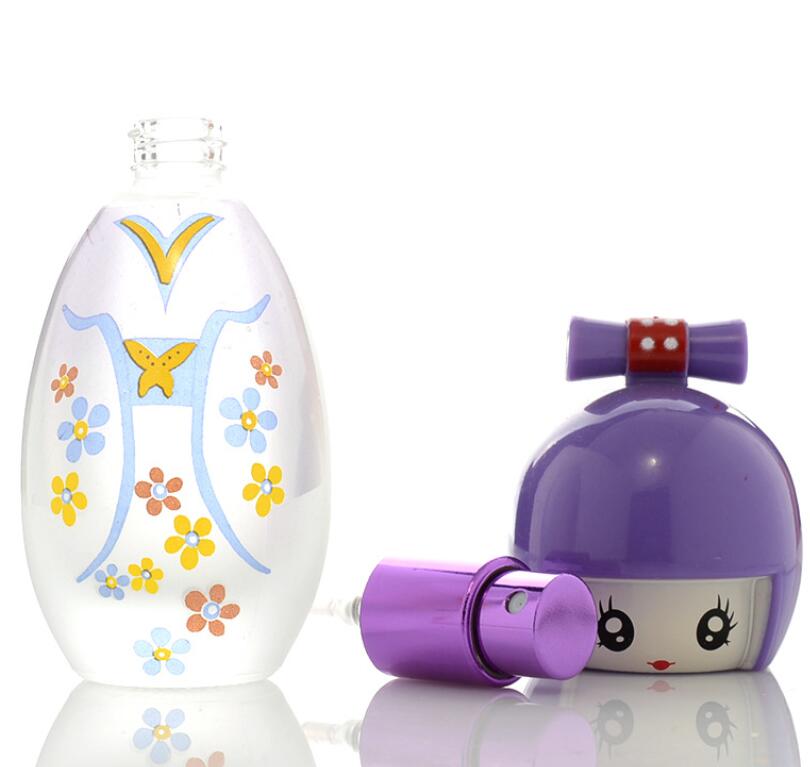 20ml nice looking chinese doll clear frosted personal care perfume glass bottle with screw on cap