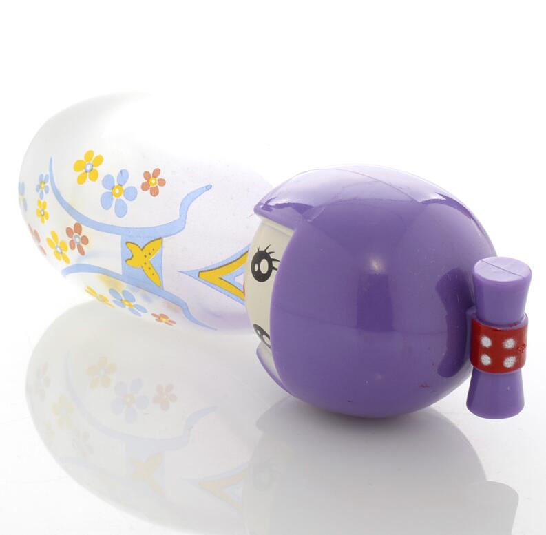 20ml nice looking chinese doll clear frosted personal care perfume glass bottle with screw on cap