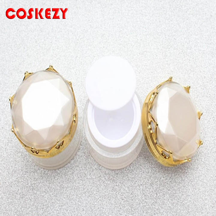 20ml pearl white crown shape acrylic jar,luxury 20g gold plastic cosmetic jar for eye cream, essence gel night cream packing