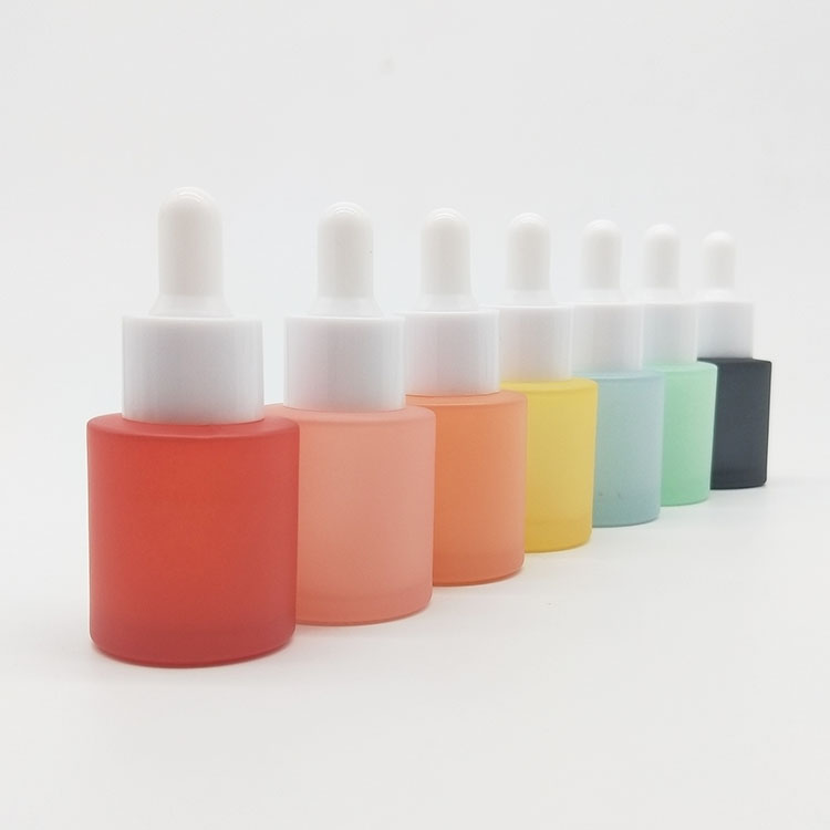 20ml red black pink glass empty frosted container with white cap essential oil  dropper with glass pipette