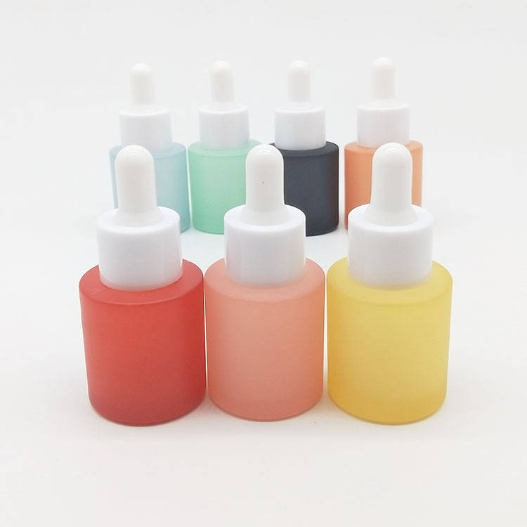 20ml red black pink glass empty frosted container with white cap essential oil dropper with glass pipette