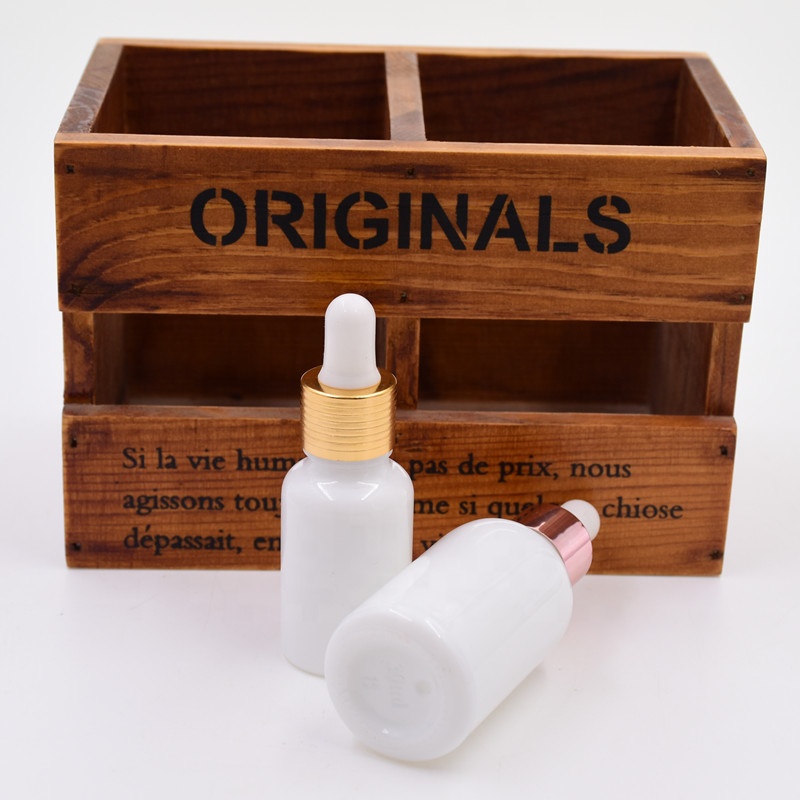 20ml white frascos de vidrio droplet body oil bottle serum pump bottle cbd oil essential oil dropper glass bottles