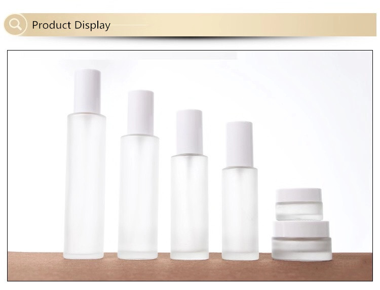 20ml30ml40ml20g30g50g peal white spray/pump frosted cosmetics glass bottle packing set 60ml80ml100ml120ml