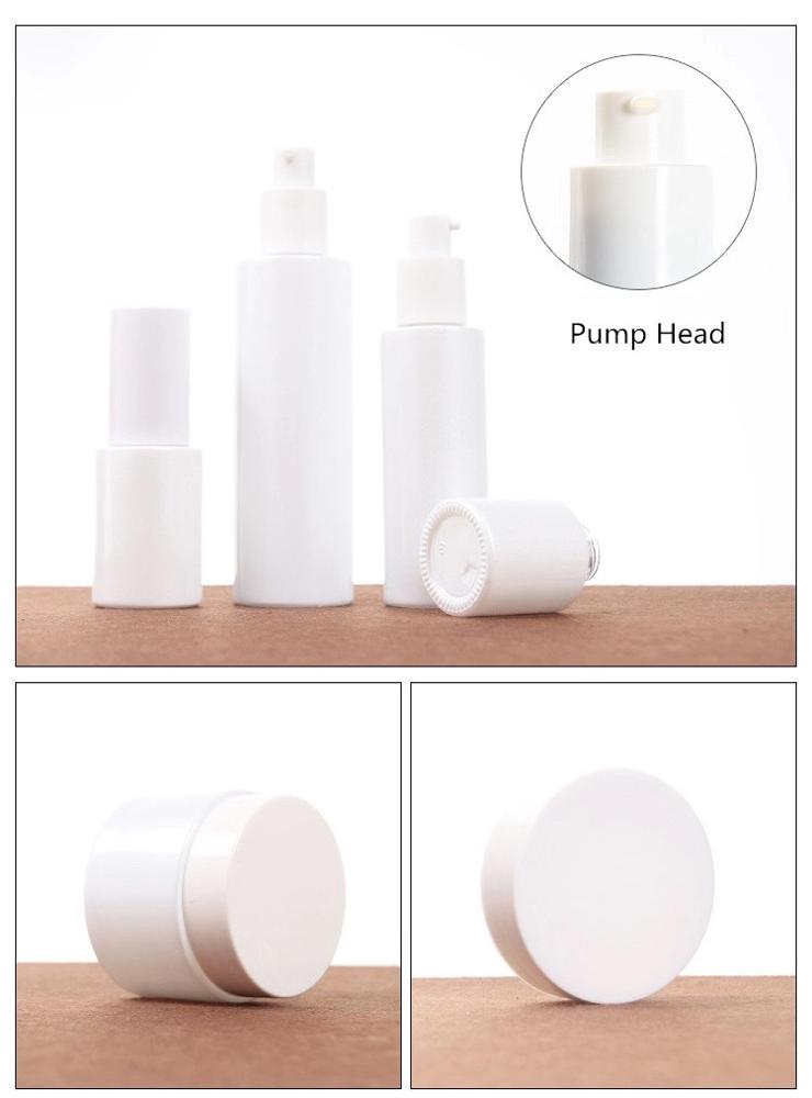 20ml30ml40ml20g30g50g spray/pump White porcelain cosmetics glass bottle packing set 60ml80ml100ml120ml