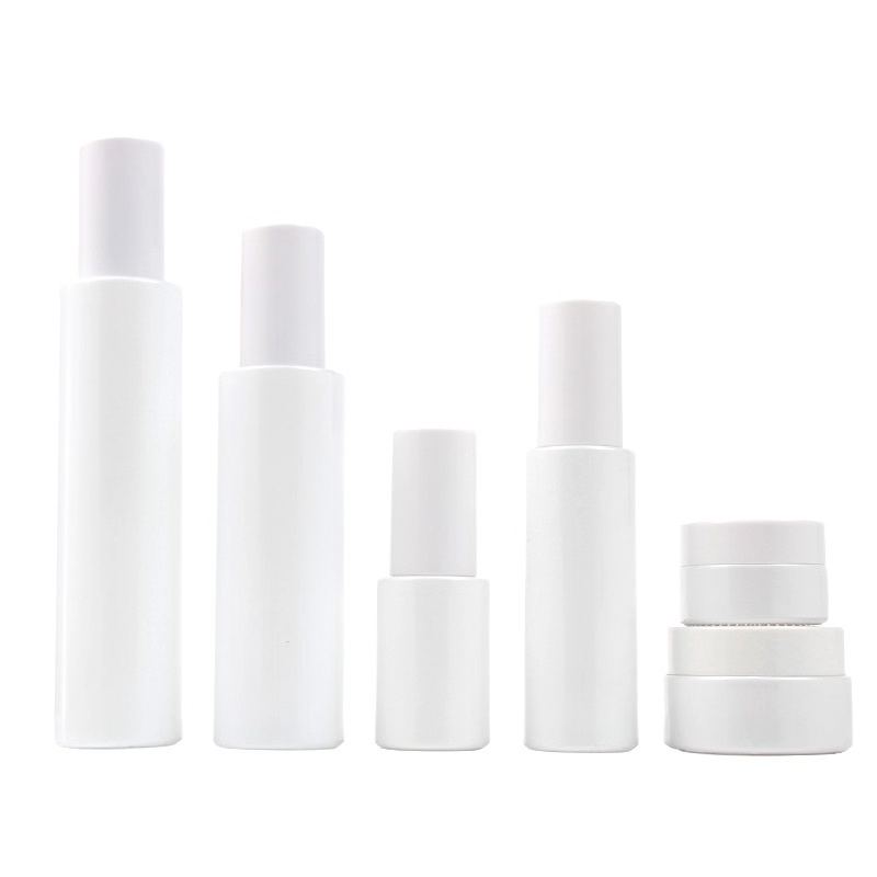 20ml30ml40ml20g30g50g spray/pump White porcelain cosmetics glass bottle packing set 60ml80ml100ml120ml