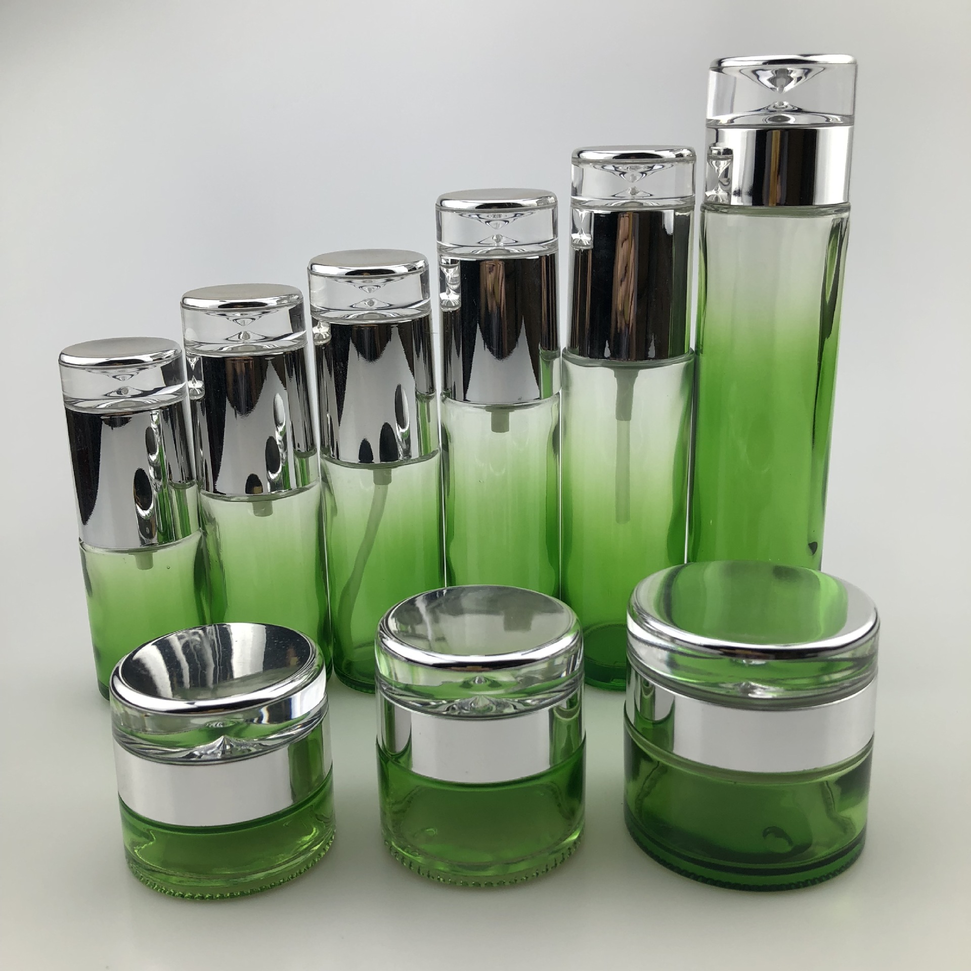 20ml30ml40ml50ml80ml100ml120ml20g30g50g Green Glass Bottle Lotion Bottle Cream Jar