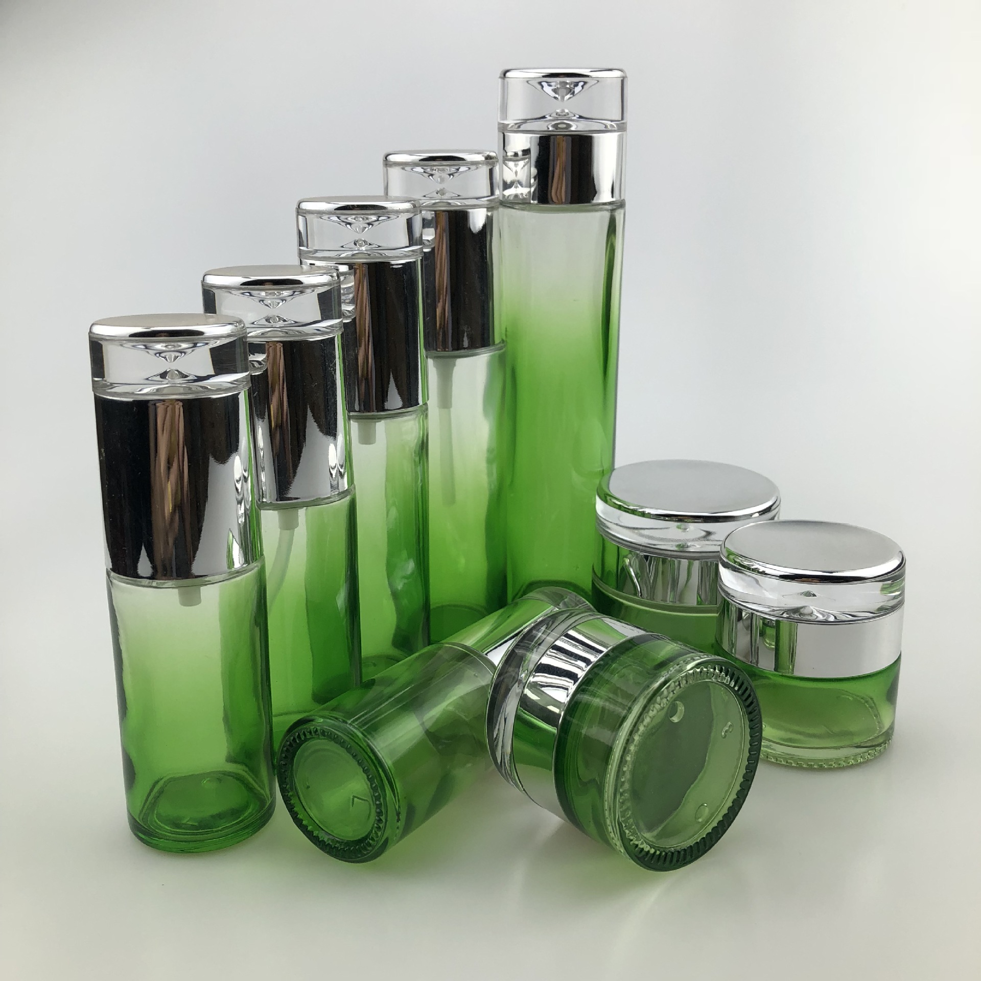 20ml30ml40ml50ml80ml100ml120ml20g30g50g Green Glass Bottle Lotion Bottle Cream Jar