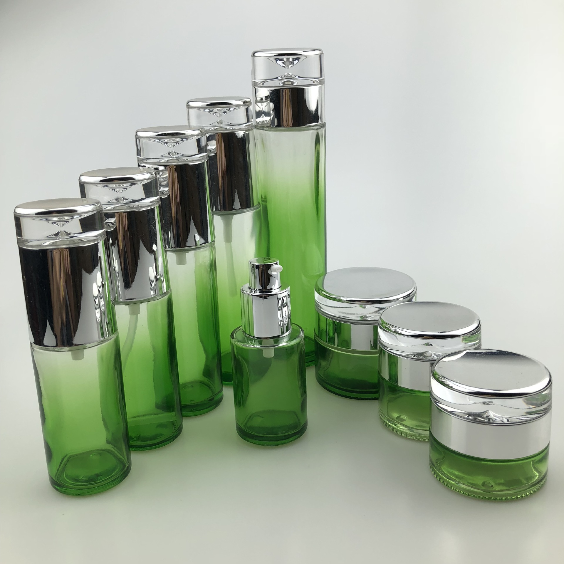20ml30ml40ml50ml80ml100ml120ml20g30g50g Green Glass Bottle Lotion Bottle Cream Jar