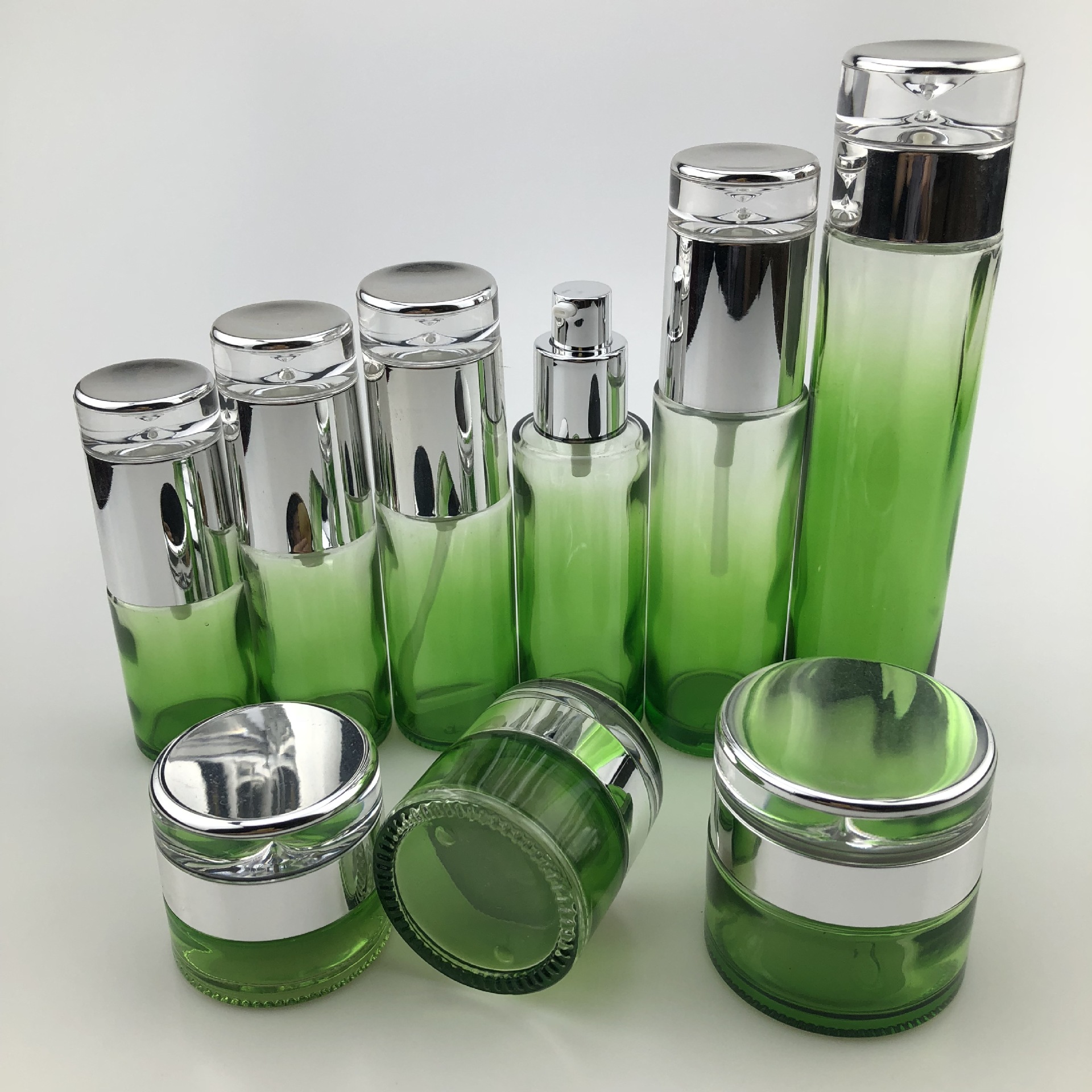 20ml30ml40ml50ml80ml100ml120ml20g30g50g Green Glass Bottle Lotion Bottle Cream Jar