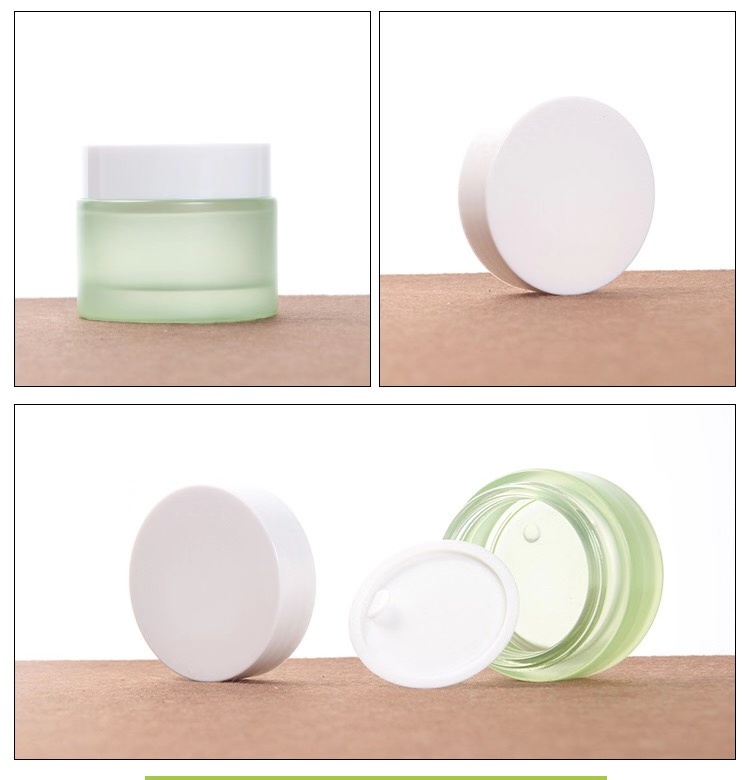 20ml30ml40ml60ml80ml100ml120ml Frosted/spray/pump green traveling cosmetics glass bottle set