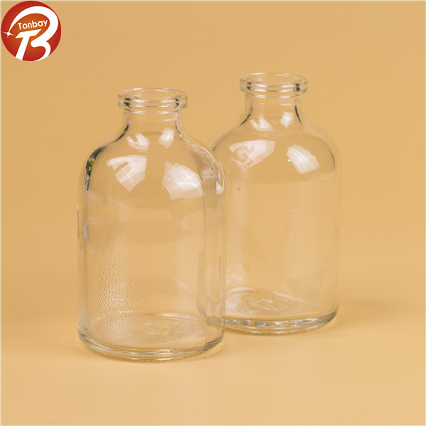 20mm crimp neck 50ml clear moulded glass vial bottle for antibiotics