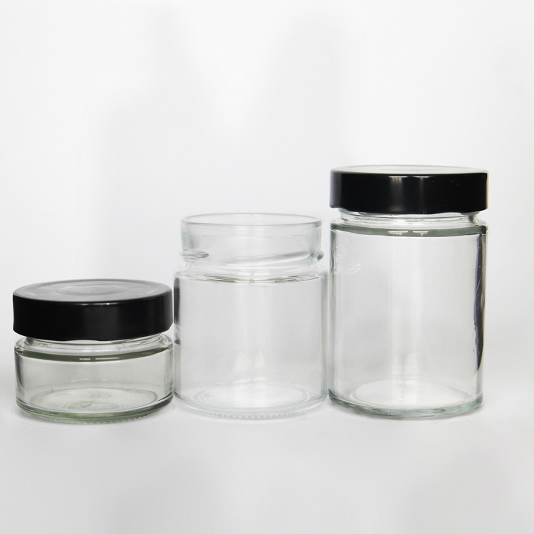 212ml Wide Mouth Clear Sauce Glass Jars With Deep Metal Lid 70mm For Nut