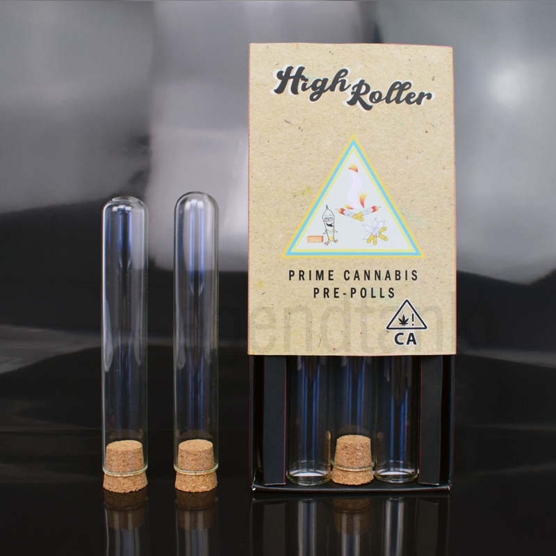 22*115 glass doob tubes glass cigarettes crutch glass pre roll tube with cork and flat bottom