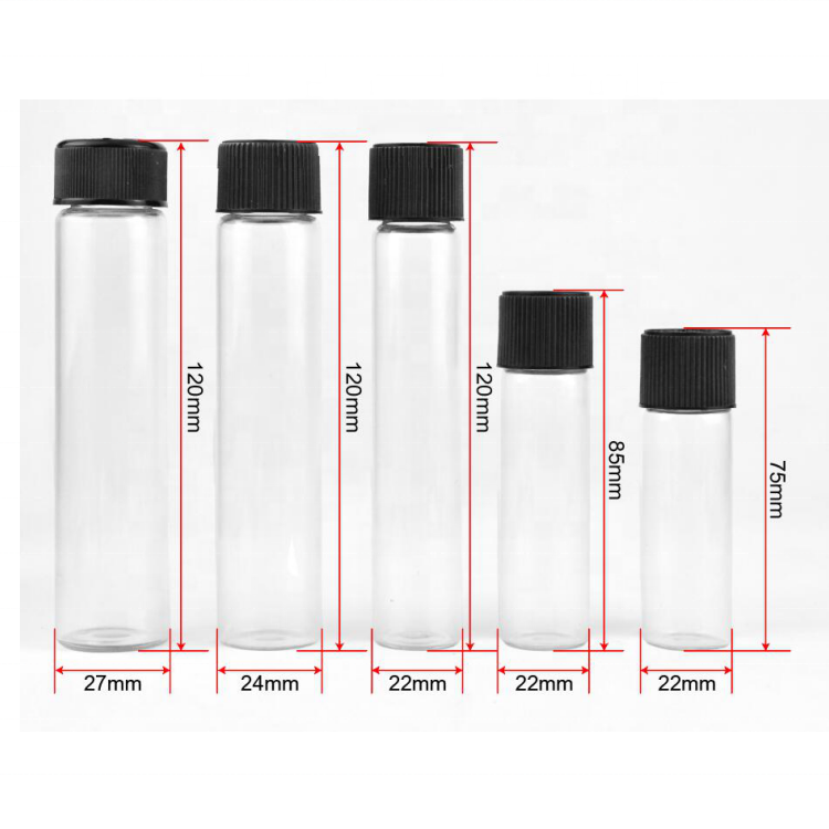 22*115 glass tube for pre roll for flowers packaging