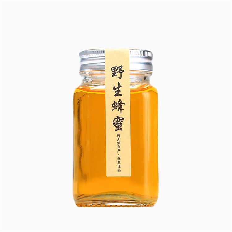 220ml 300ml square clear glass jar for jam and pickle with metal lid