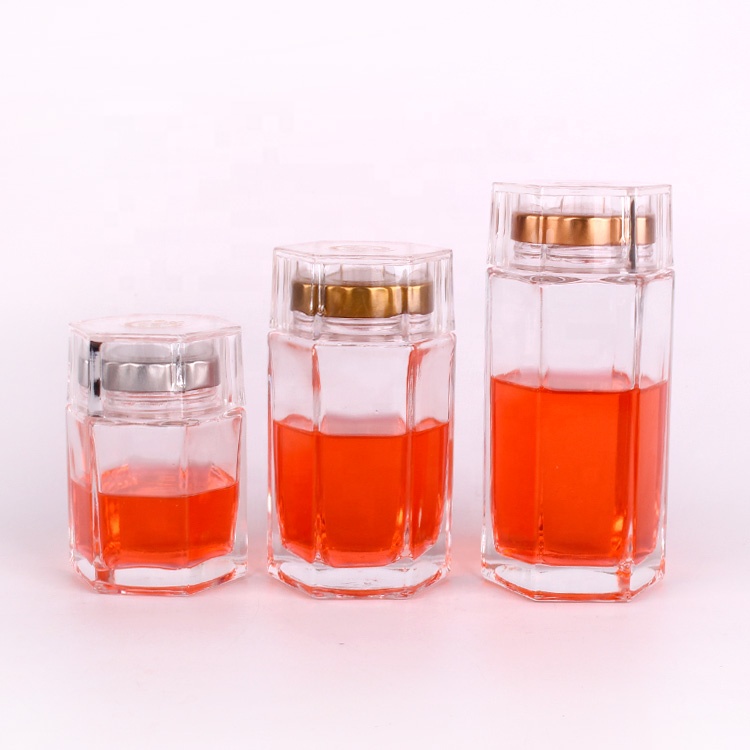 220ml 310ml 490ml Unique hexagon food storage honey empty glass jars