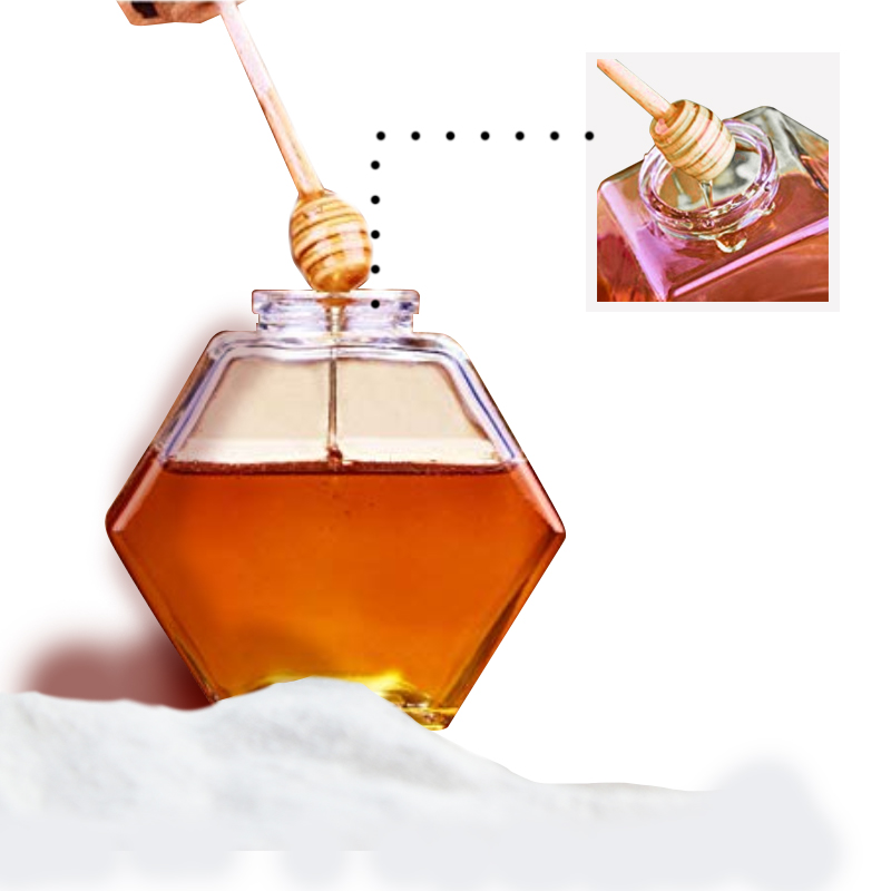 220ml High Quality Luxury Hexagon Empty Glass Honey Jar with Dipper