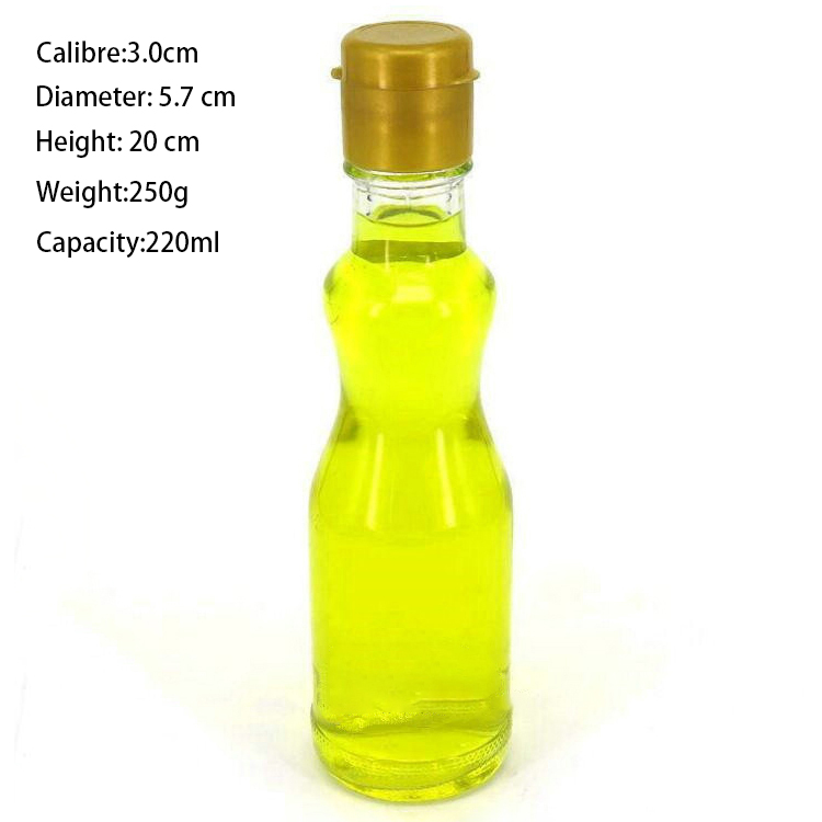 220ml Round Shape Clear Mustard Oil Packaging Glass Bottle with Plastic Screw Cap