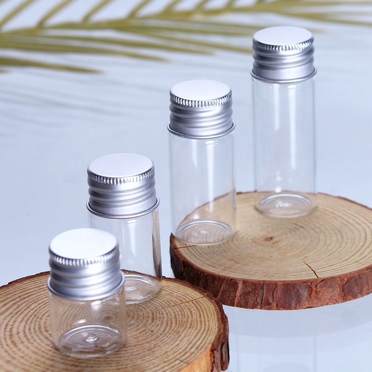 22mm diameter clear small Vials Jars 5ml Wishing Glass Bottle with Silver Aluminium Lid