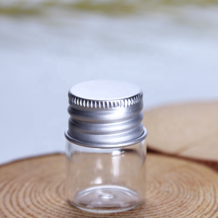 22mm diameter clear small Vials Jars 5ml Wishing Glass Bottle with Silver Aluminium Lid