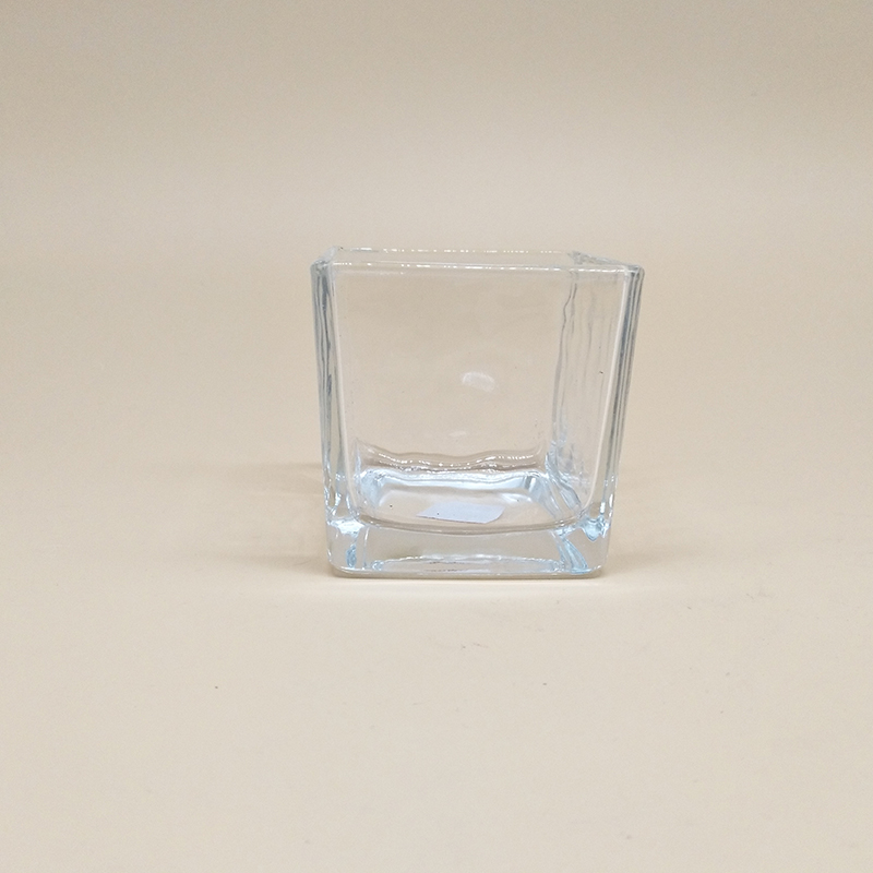 230ml wholesale wide mouth clear square empty wedding home decoration storage glass candle jar holder
