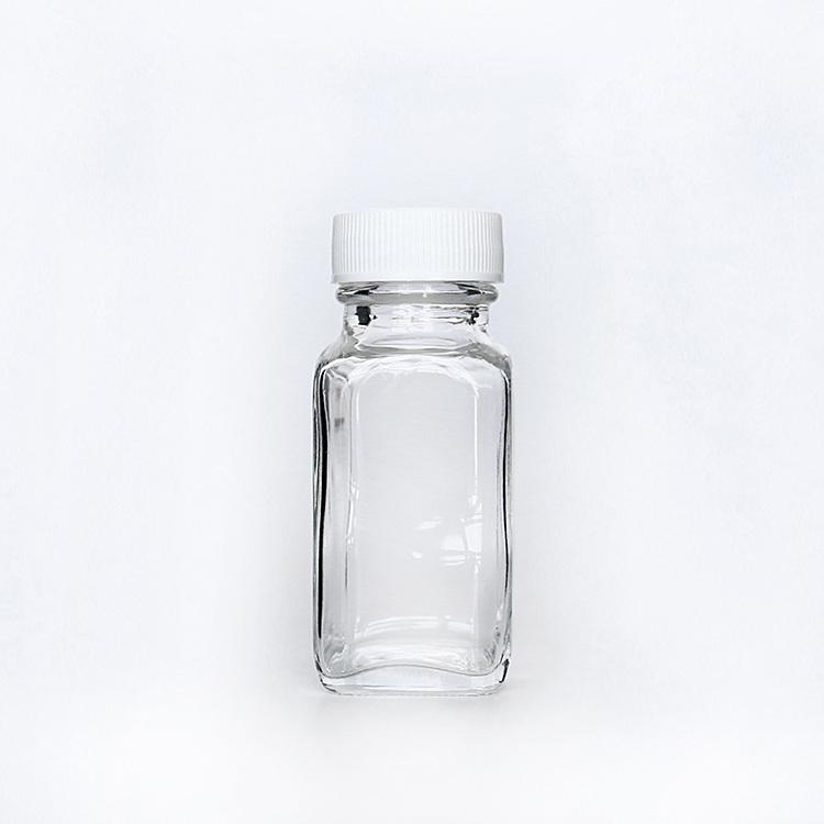 24-400 Neck Finish 1 oz Clear Glass French Square Bottle 30ml With Plastic Cap For Beverage