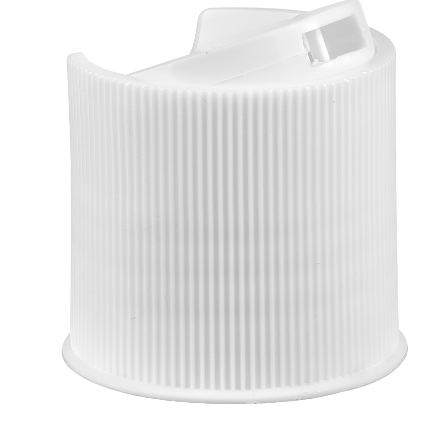 24-410 White Ribbed Disc Top Cap Unlined