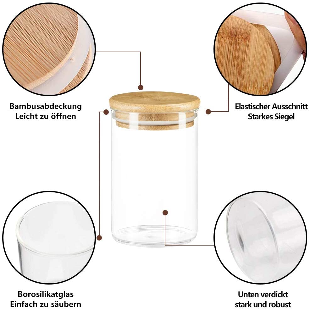 24 Airtight Glass Containers with Lids Kitchen Storage Jars for Tea and set of 24 Airtight Glass Containers with Lids