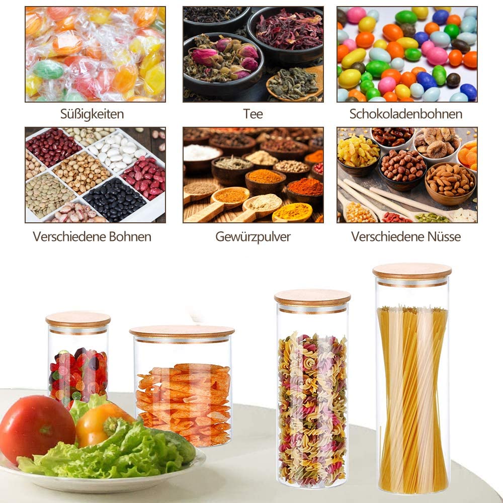 24 Airtight Glass Containers with Lids Kitchen Storage Jars for Tea and set of 24 Airtight Glass Containers with Lids