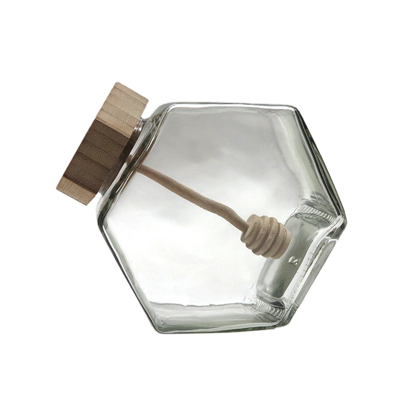 240ml 380ml new style clear hexagonal glass jar glass honey jars and containers