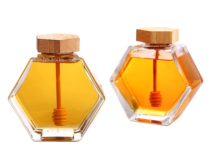 240ml 380ml new style clear hexagonal glass jar glass honey jars and containers