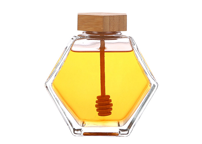 240ml 380ml new style clear hexagonal glass jar glass honey jars and containers