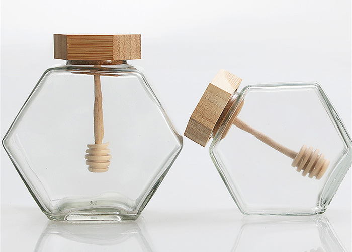 240ml 380ml new style clear hexagonal glass jar glass honey jars and containers