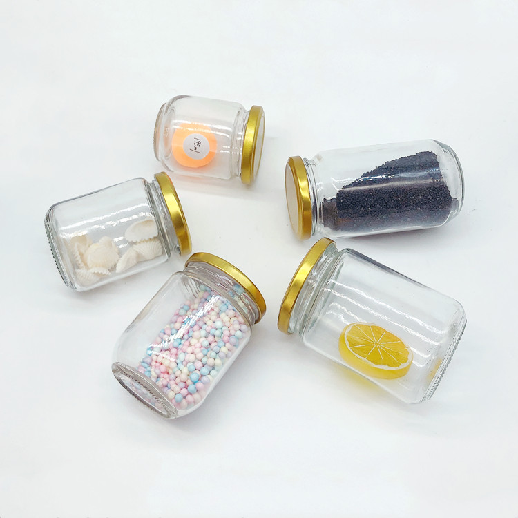 240ml-550ml empty round clear glass container jar for jam with metal lid