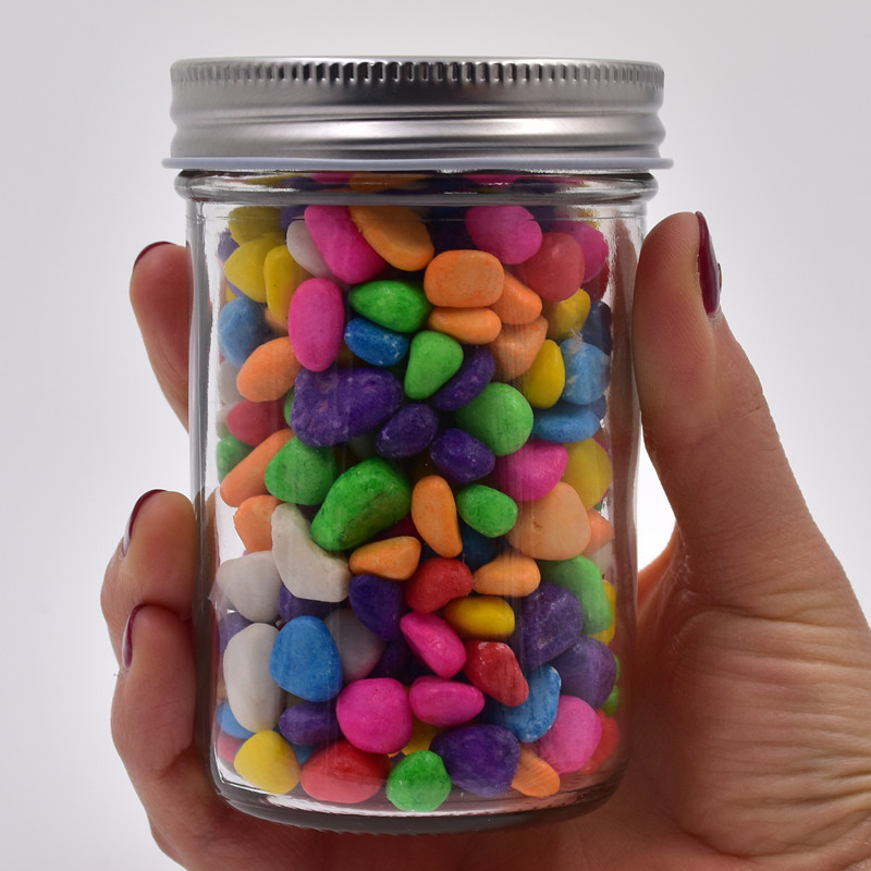 240ml 8 oz clear caviar glass bottle screw cap food storage glass mason jar for jelly jam hot sauce with silver airtight lids