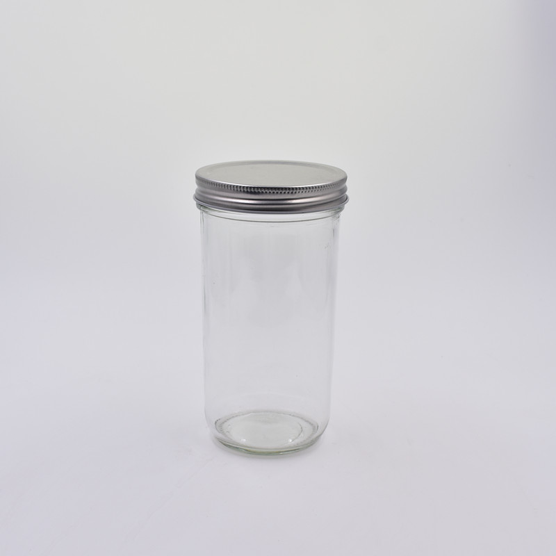 240ml 8 oz clear caviar glass bottle screw cap food storage glass mason jar for jelly jam hot sauce with silver airtight lids