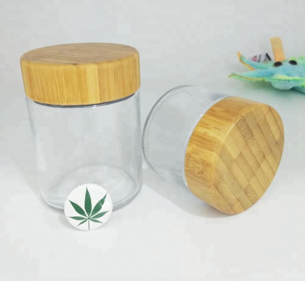 240ml glass cosmetic jar with real bamboo lid cream storage jars container screw wood cap
