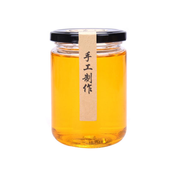 240ml transparent clear round cylinder shape food sauce glass jars and metal screw lid